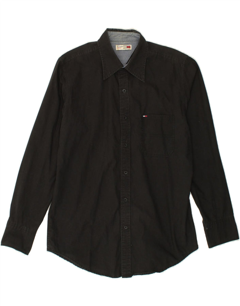 TOMMY HILFIGER Mens Shirt Small Black Cotton | Vintage Tommy Hilfiger | Thrift | Second-Hand Tommy Hilfiger | Used Clothing | Messina Hembry 