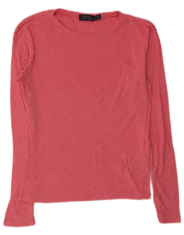 Polo Ralph Lauren Womens Top Long Sleeve UK 10 Small Pink Cotton