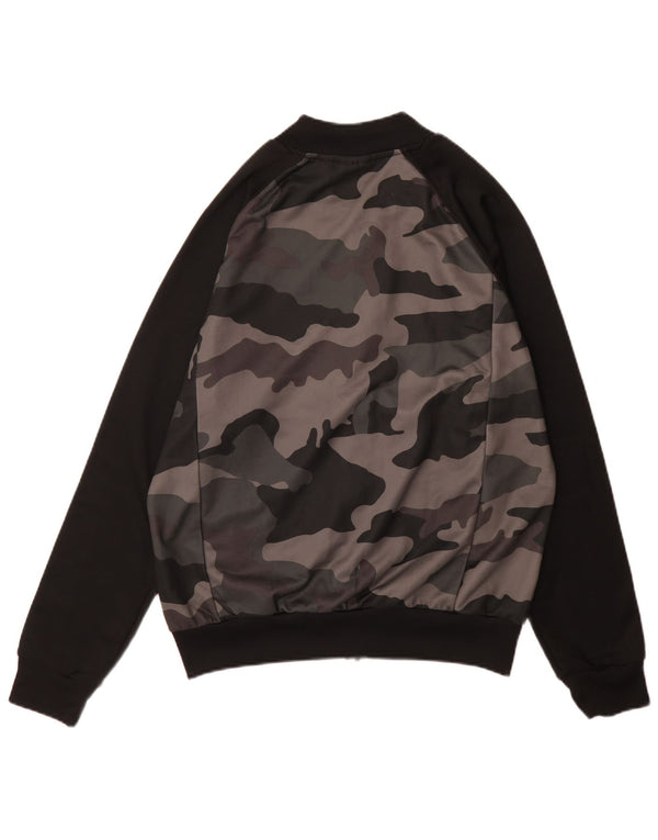 Adidas Mens Tracksuit Top Jacket Medium Grey Camouflage Polyester Sports