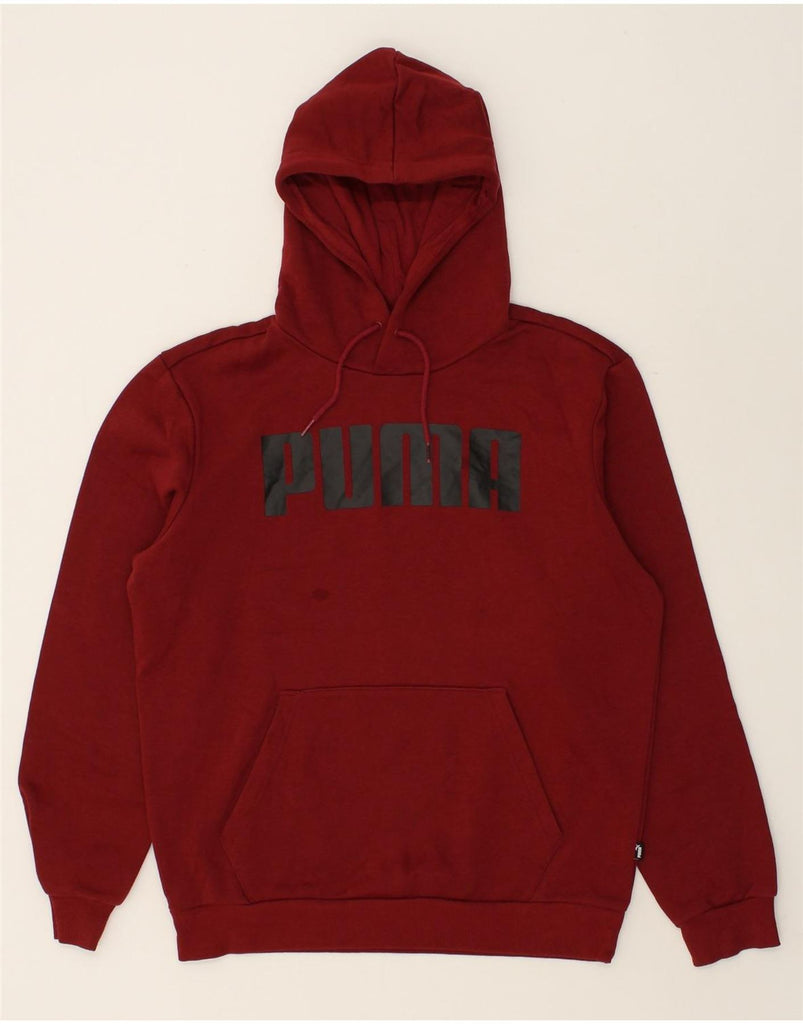 PUMA Mens Graphic Hoodie Jumper Medium Burgundy | Vintage Puma | Thrift | Second-Hand Puma | Used Clothing | Messina Hembry 