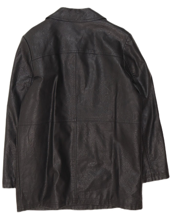 Urban Outfitters Womens Oversized Faux Leather Coat UK 10 Small Black