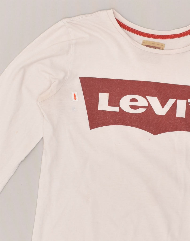 LEVI'S Girls Graphic Top Long Sleeve 13-14 Years White Cotton | Vintage Levi's | Thrift | Second-Hand Levi's | Used Clothing | Messina Hembry 