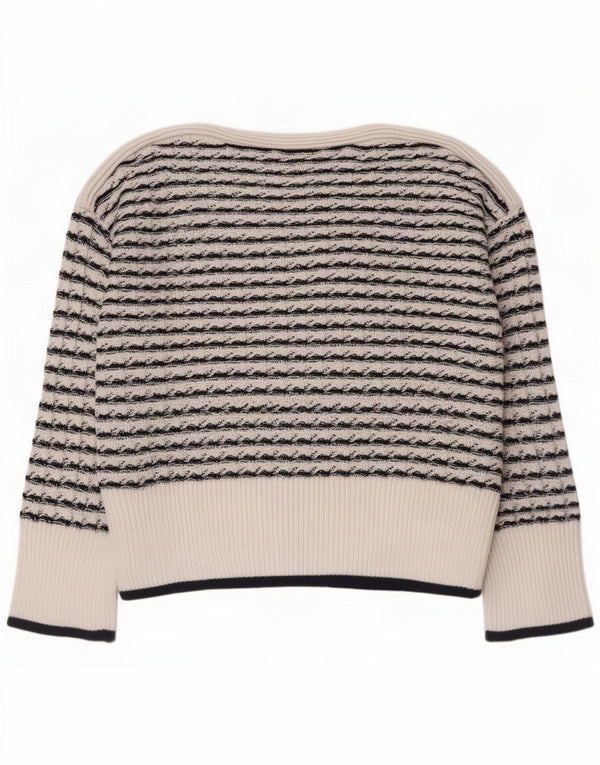 Crew Clothing Womens Boat Neck Jumper Sweater UK 12 Medium White Striped