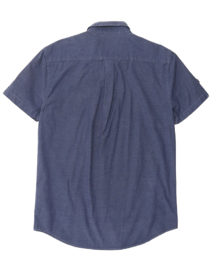 SUPERDRY Mens Regular Fit Short Sleeve Shirt Medium Navy Blue Cotton