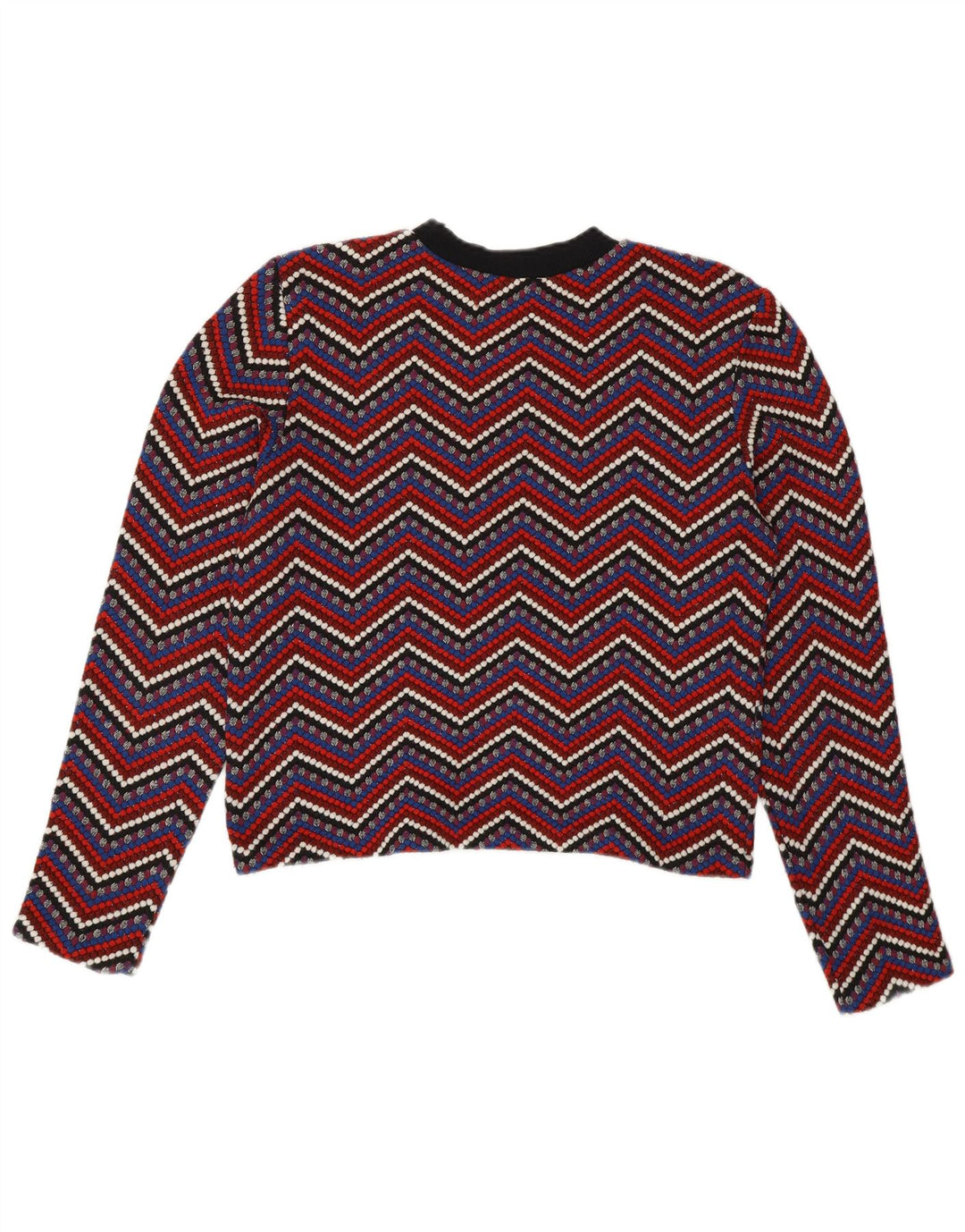 Zara Womens Crew Neck Jumper Sweater UK 12 Medium Multicoloured Chevron