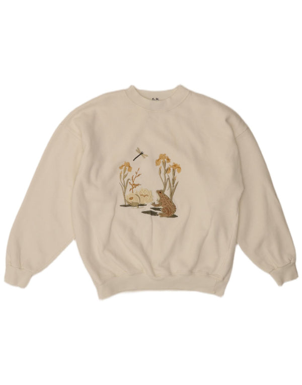 ACORN Womens Crew Neck Jumper Sweater UK 16 Large White Acrylic