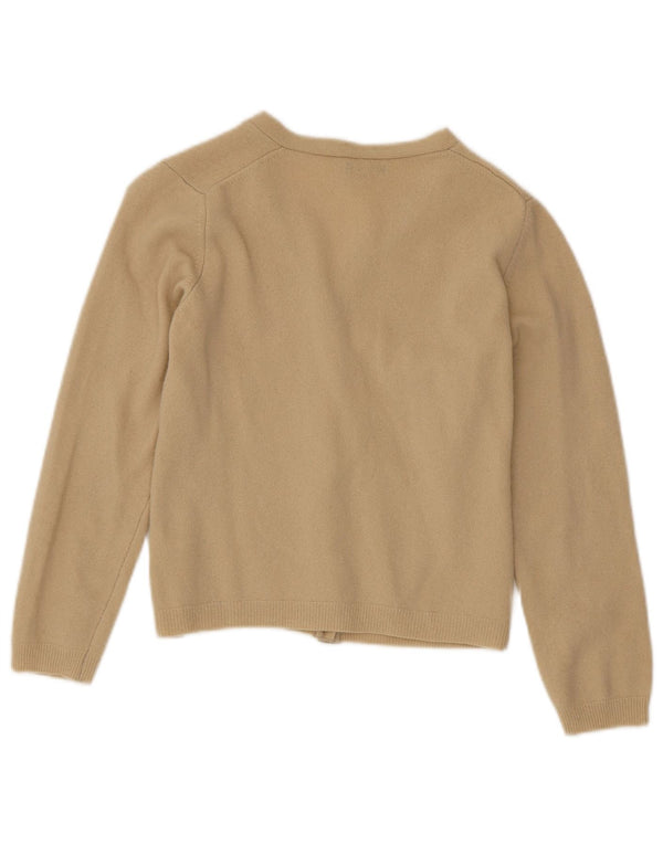 Benetton Womens Crop Cardigan Sweater UK 10 Small Green Virgin Wool