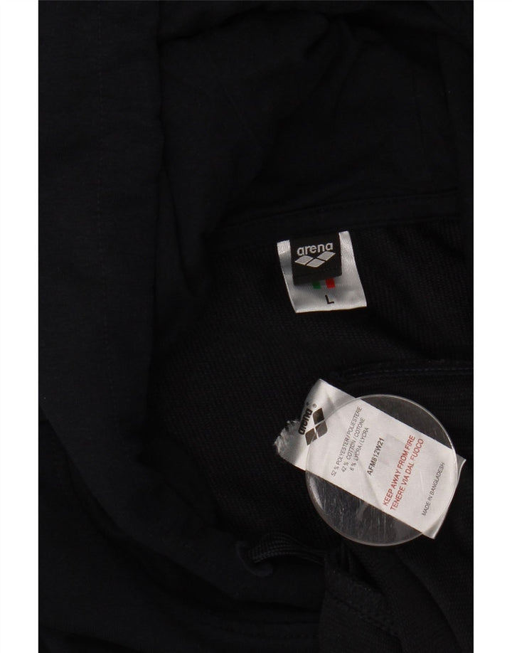 ARENA Mens Graphic Hoodie Jumper Large Navy Blue Polyester