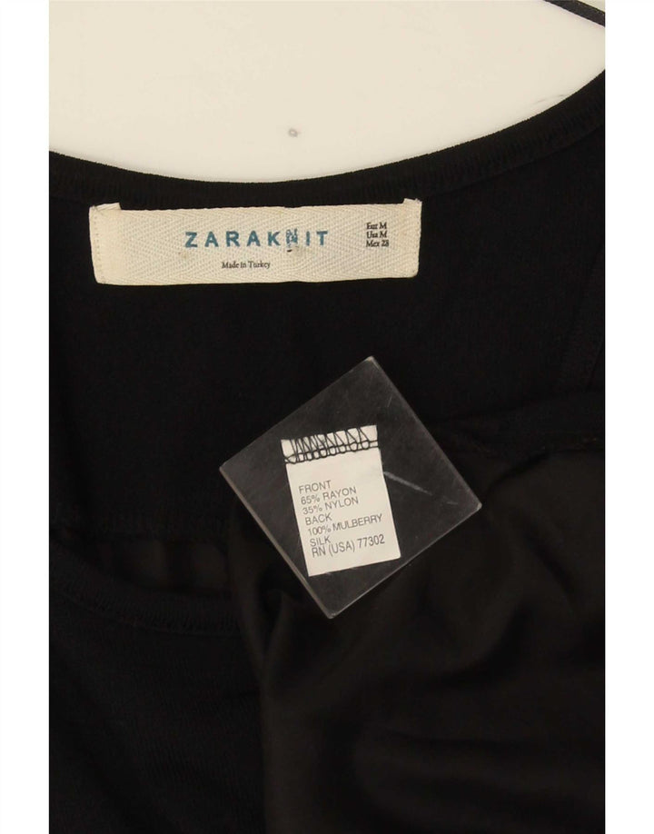Zara Womens Sleeveless Tunic Top UK 12 Medium Black Rayon