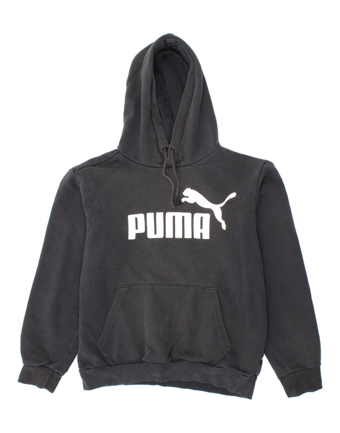 PUMA Mens Graphic Hoodie Jumper Small Black Cotton Vintage Puma and Second-Hand Puma from Messina Hembry 
