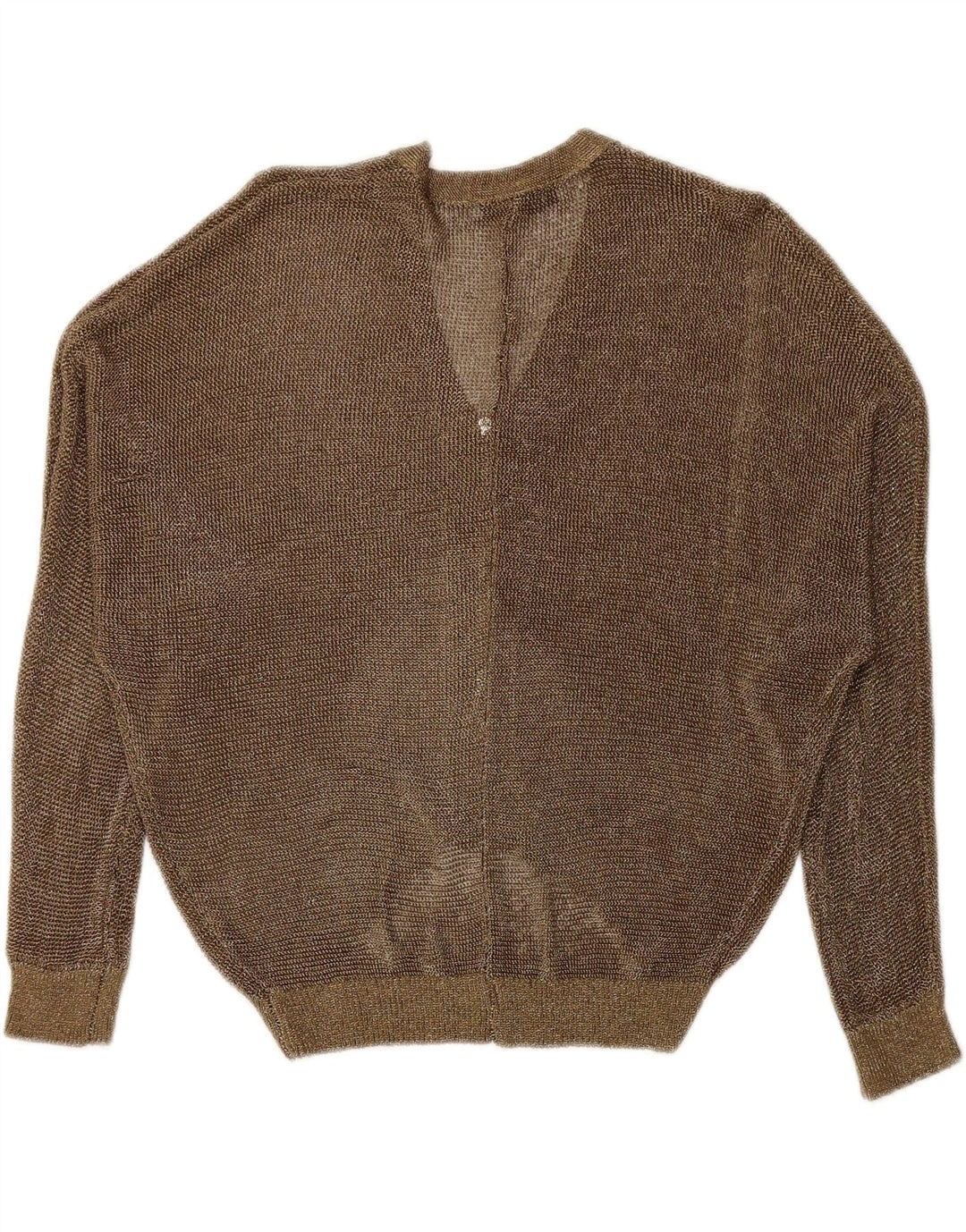 Zara Womens See Through Cardigan Sweater UK 14 Medium Gold Flecked
