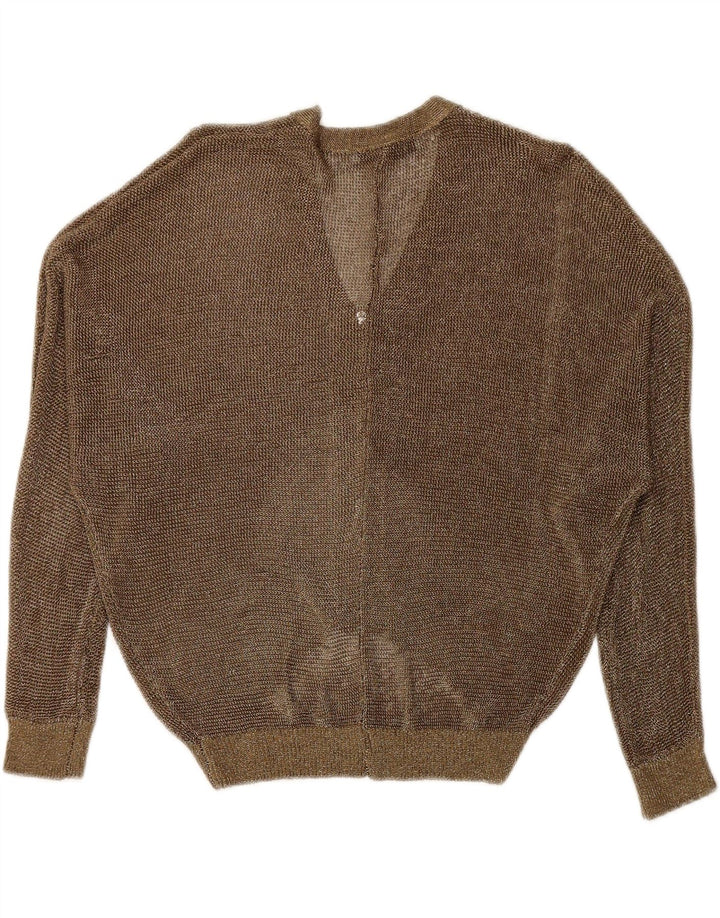 Zara Womens See Through Cardigan Sweater UK 14 Medium Gold Flecked