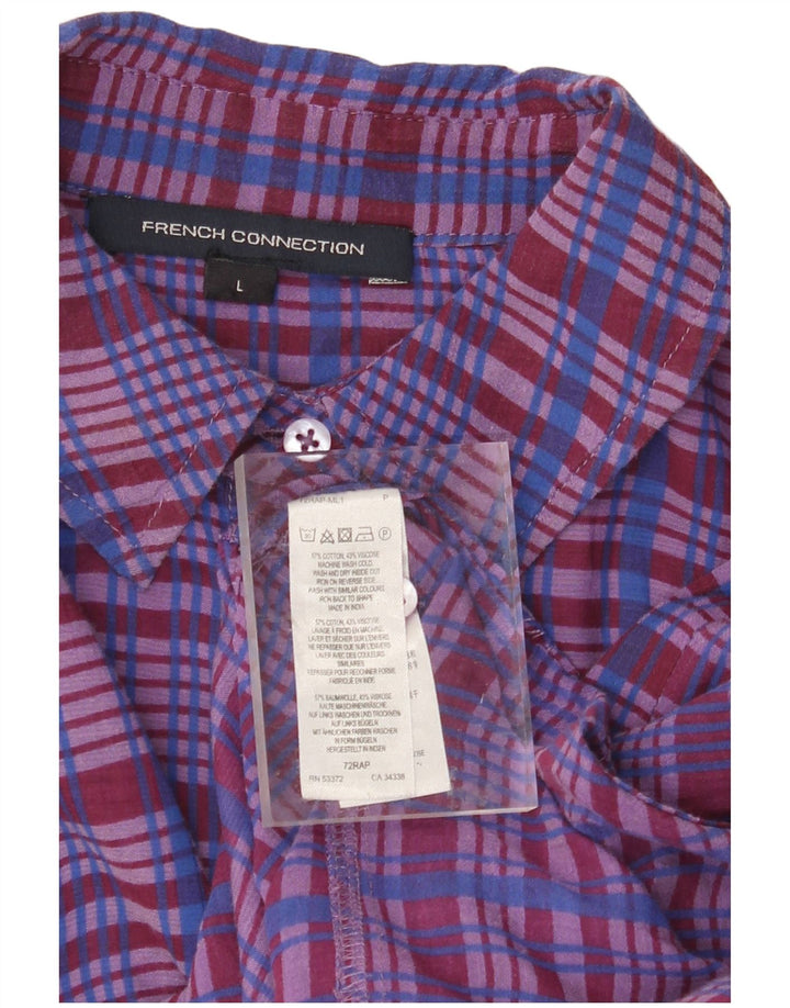 FRENCH CONNECTION Womens Oversized Shirt Dress UK 16 Large Purple Check
