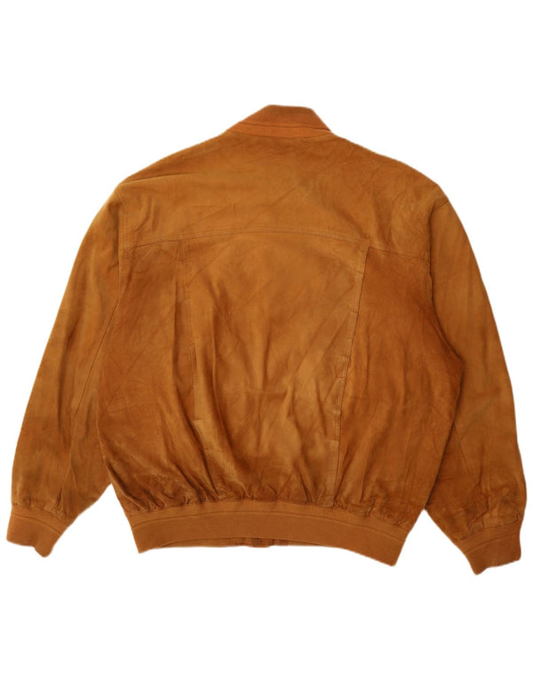 Vintage Mens Suede Bomber Jacket UK 42 XL Brown Leather