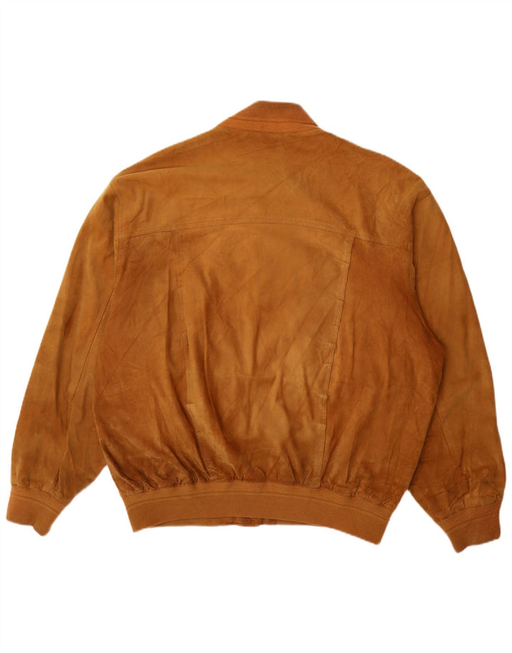 Vintage Mens Suede Bomber Jacket UK 42 XL Brown Leather