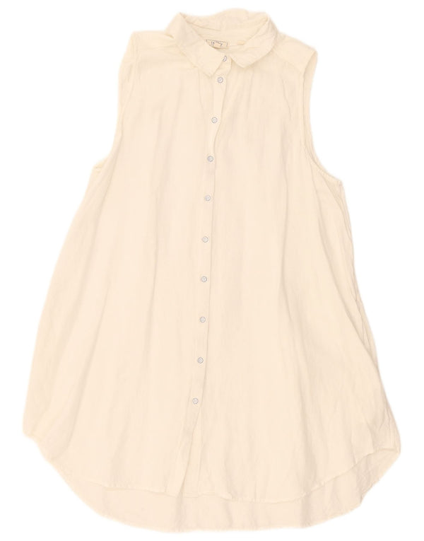 Fat Face Womens Sleeveless Shirt Dress UK 18 XL White Viscose