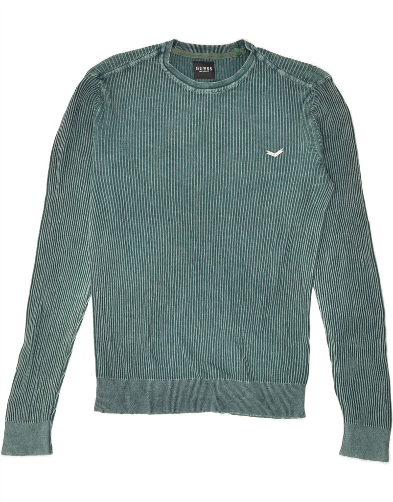 GUESS Mens Crew Neck Jumper Sweater Medium Green Cotton | Vintage Guess | Thrift | Second-Hand Guess | Used Clothing | Messina Hembry 