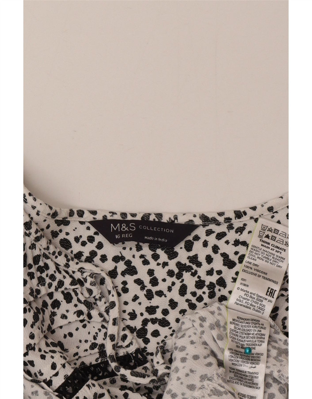 Marks & Spencer Womens Maxi Tiered Dress UK 16 Large White Spotted Viscose