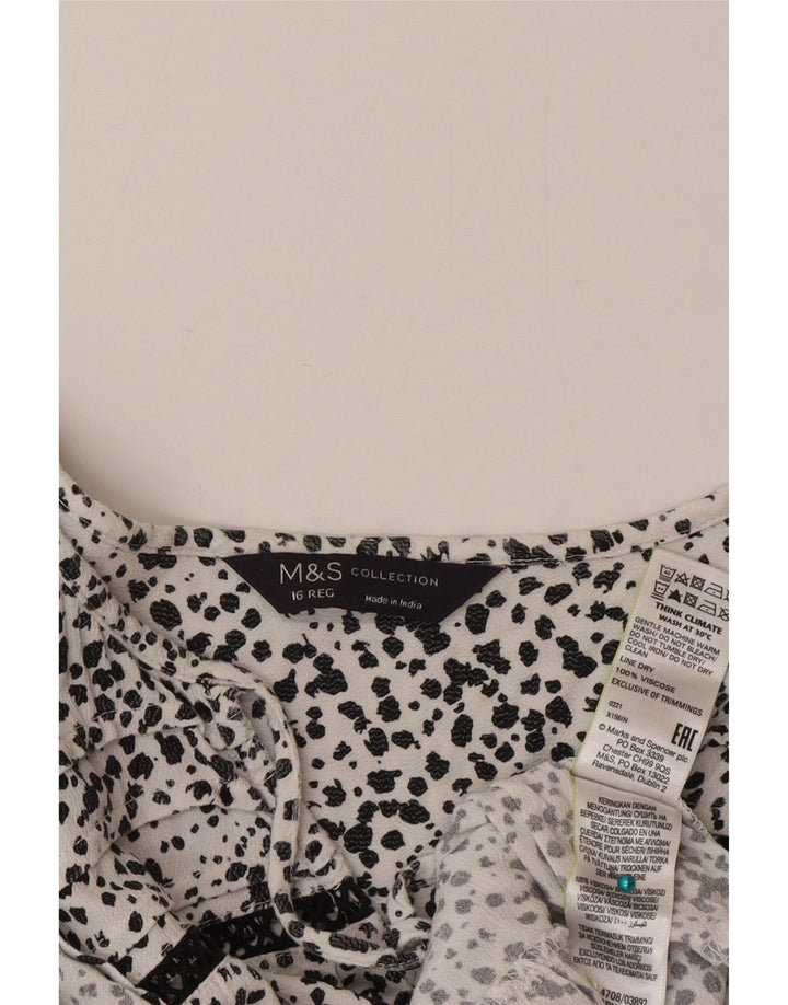 Marks & Spencer Womens Maxi Tiered Dress UK 16 Large White Spotted Viscose