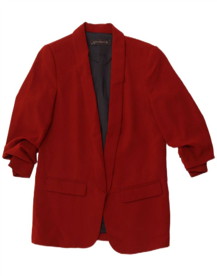 ZARA Womens 3/4 Sleeve Blazer Jacket UK 10 Small Red Polyester