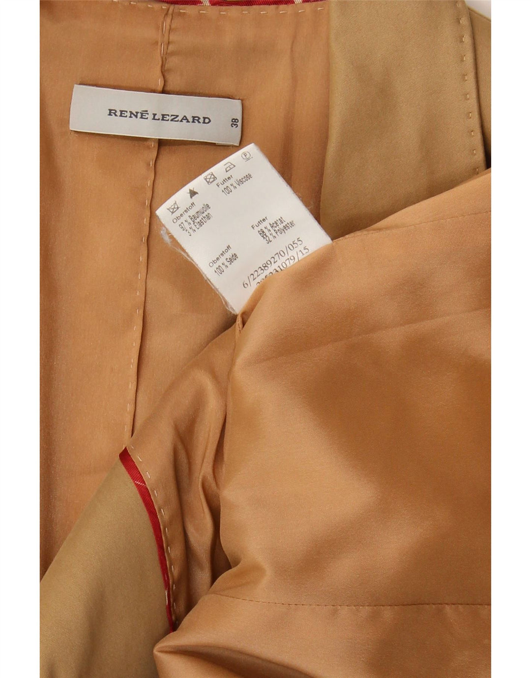 Rene Lezard Womens 1 Button Blazer Jacket EU 38 Medium Beige Cotton