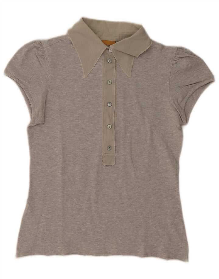 STEFANEL Womens Polo Shirt UK 12 Medium Grey Flecked Vintage Stefanel and Second-Hand Stefanel from Messina Hembry 