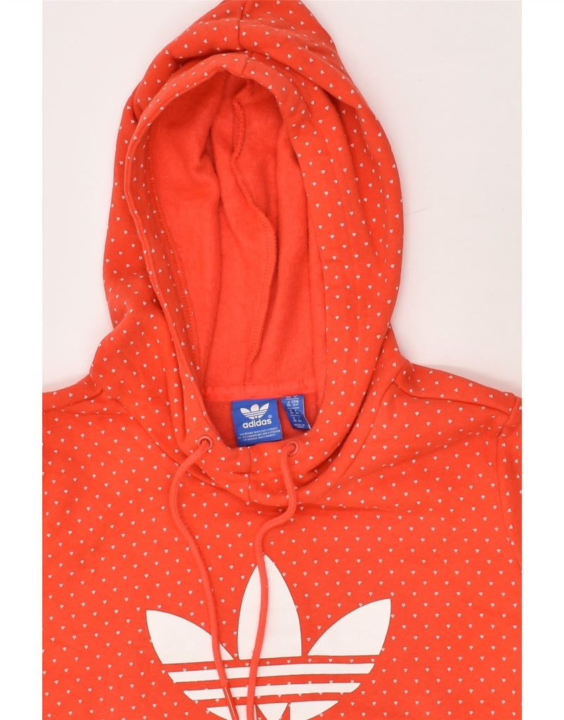 ADIDAS Womens Graphic Hoodie Jumper UK 10 Small Red Spotted Cotton | Vintage Adidas | Thrift | Second-Hand Adidas | Used Clothing | Messina Hembry 