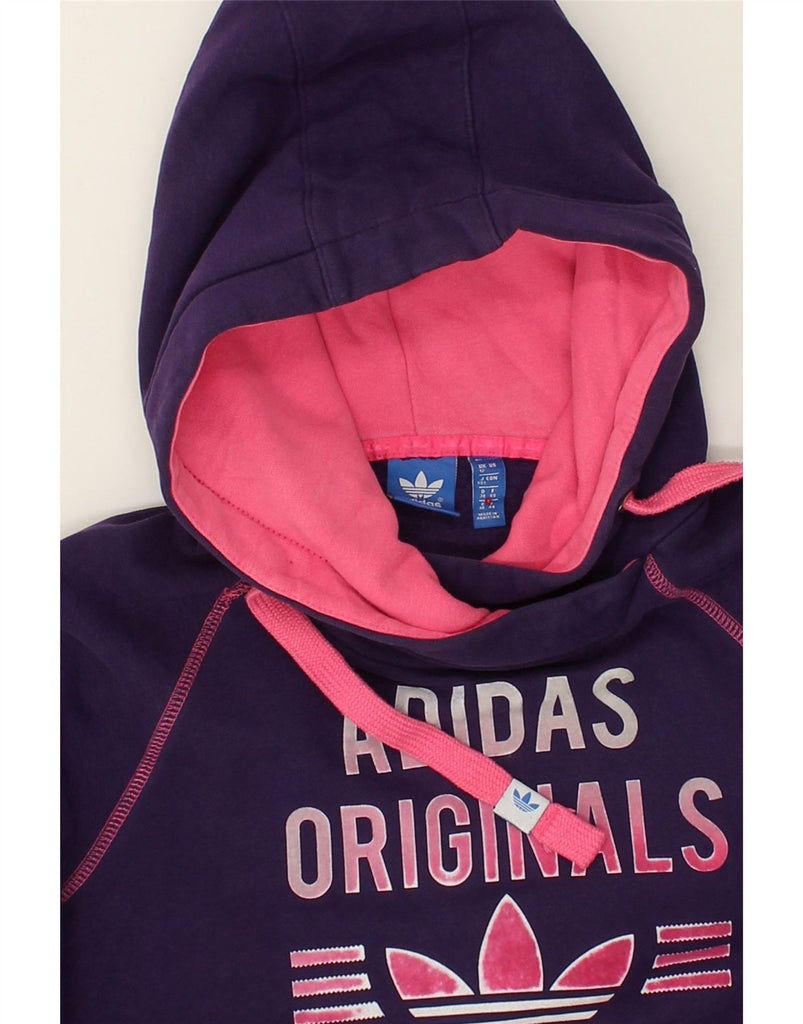 ADIDAS Womens Graphic Hoodie Jumper UK 12 Medium Purple Cotton | Vintage Adidas | Thrift | Second-Hand Adidas | Used Clothing | Messina Hembry 