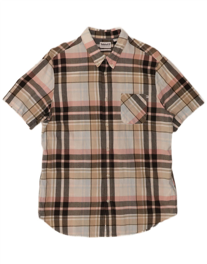 TIMBERLAND Mens Regular Fit Short Sleeve Shirt Large Multicoloured Check