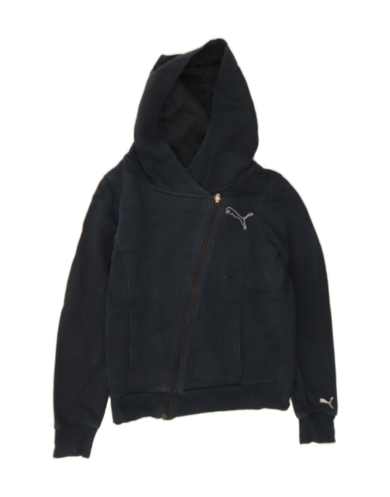 PUMA Womens Zip Hoodie Sweater UK 10 Small Navy Blue Cotton Vintage Puma and Second-Hand Puma from Messina Hembry 