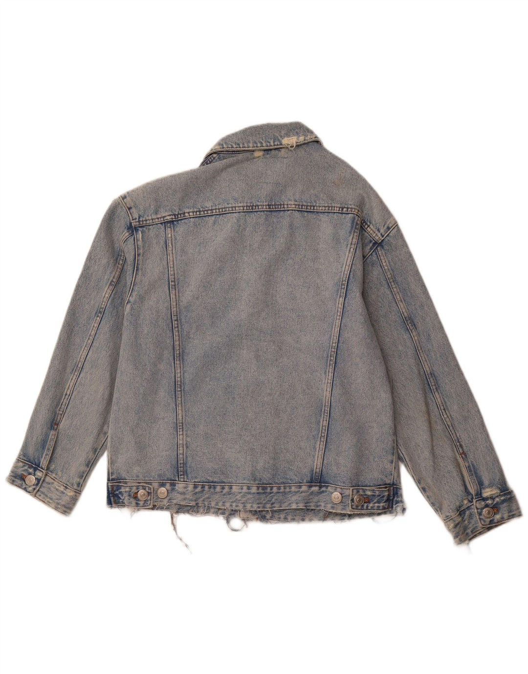 ZARA Mens Distressed Denim Jacket UK 38 Medium Blue Cotton