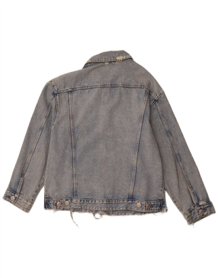 ZARA Mens Distressed Denim Jacket UK 38 Medium Blue Cotton