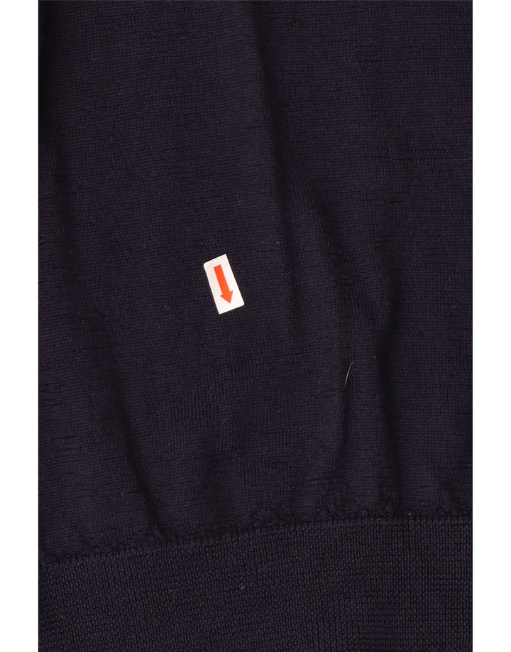 Lacoste Mens Crew Neck Jumper Sweater Size 4 Medium Navy Blue Virgin Wool