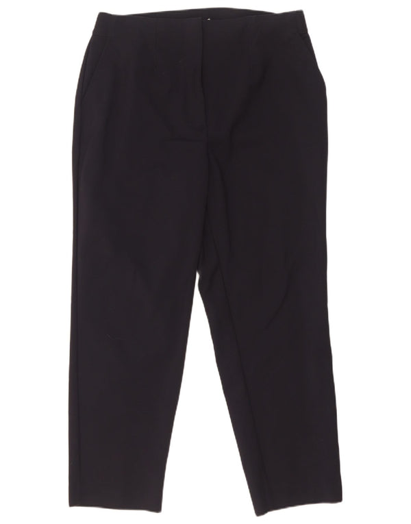 Marks & Spencer Womens High Waist Cropped Trousers UK 14 Medium W30 L25 Nav
