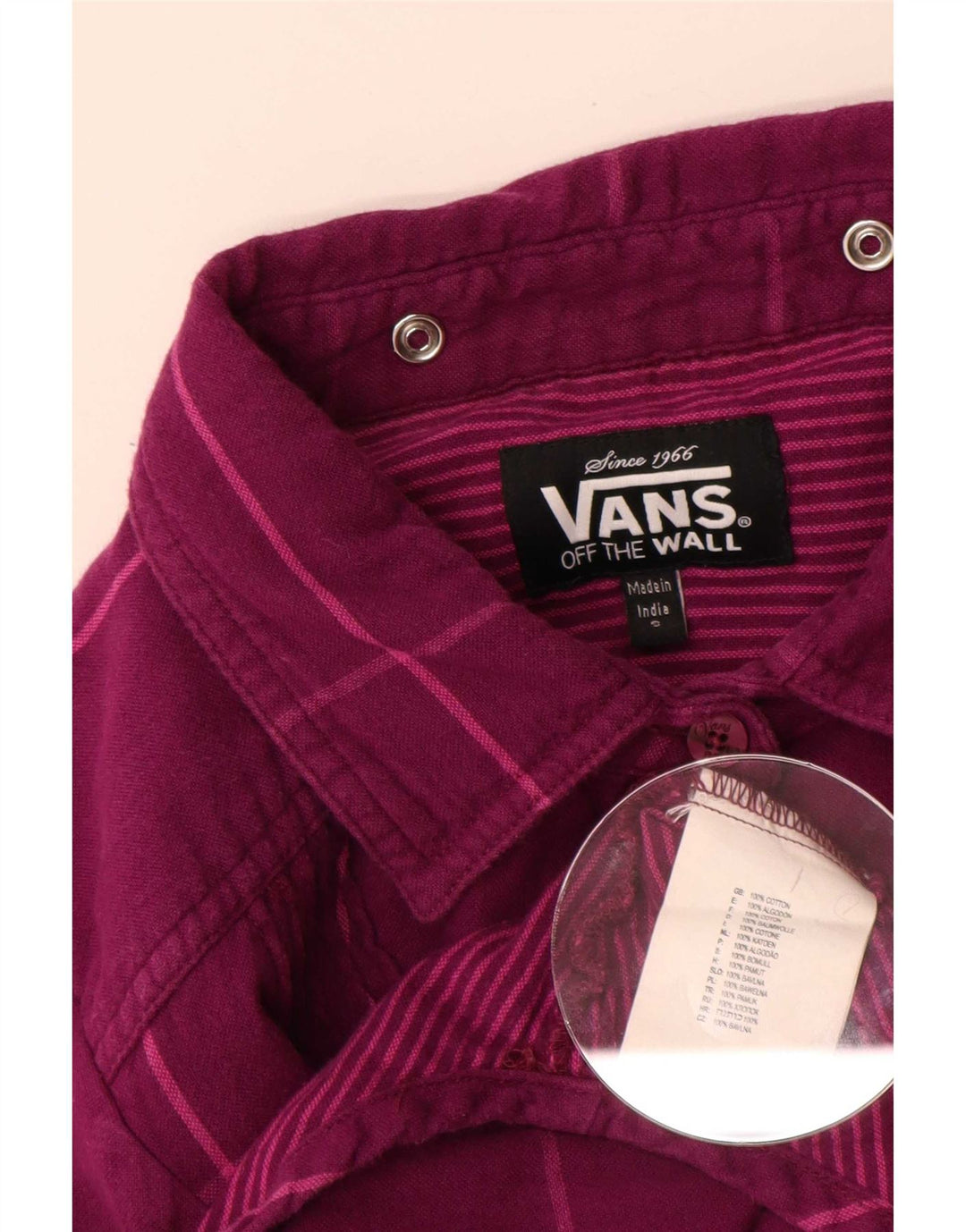 Vans Womens Shirt UK 10 Small Purple Check Cotton