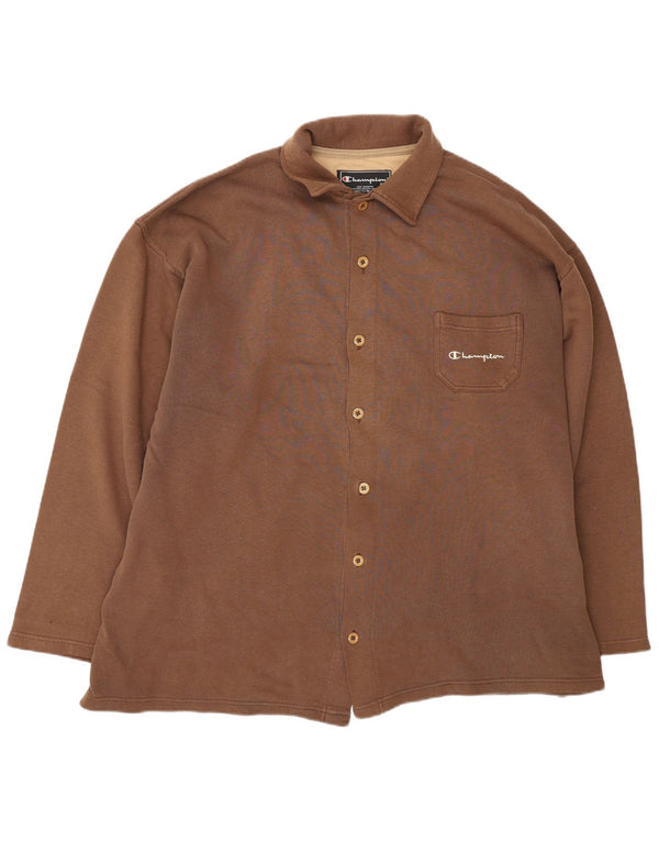 Champion Mens Oversized Shirt 2XL Brown Cotton