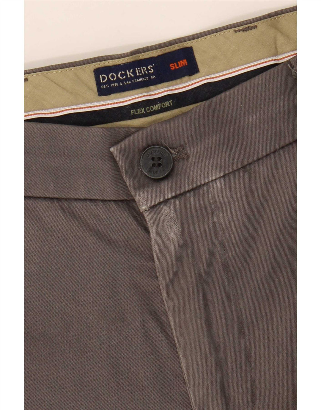 Dockers Mens Slim Chino Trousers W32 L27 Grey Cotton