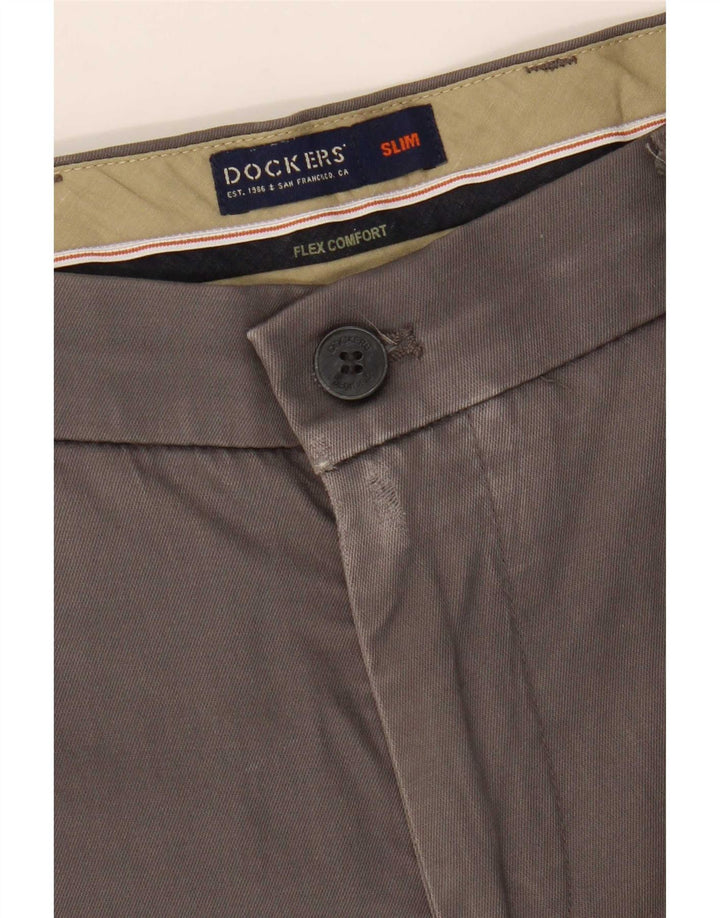 Dockers Mens Slim Chino Trousers W32 L27 Grey Cotton