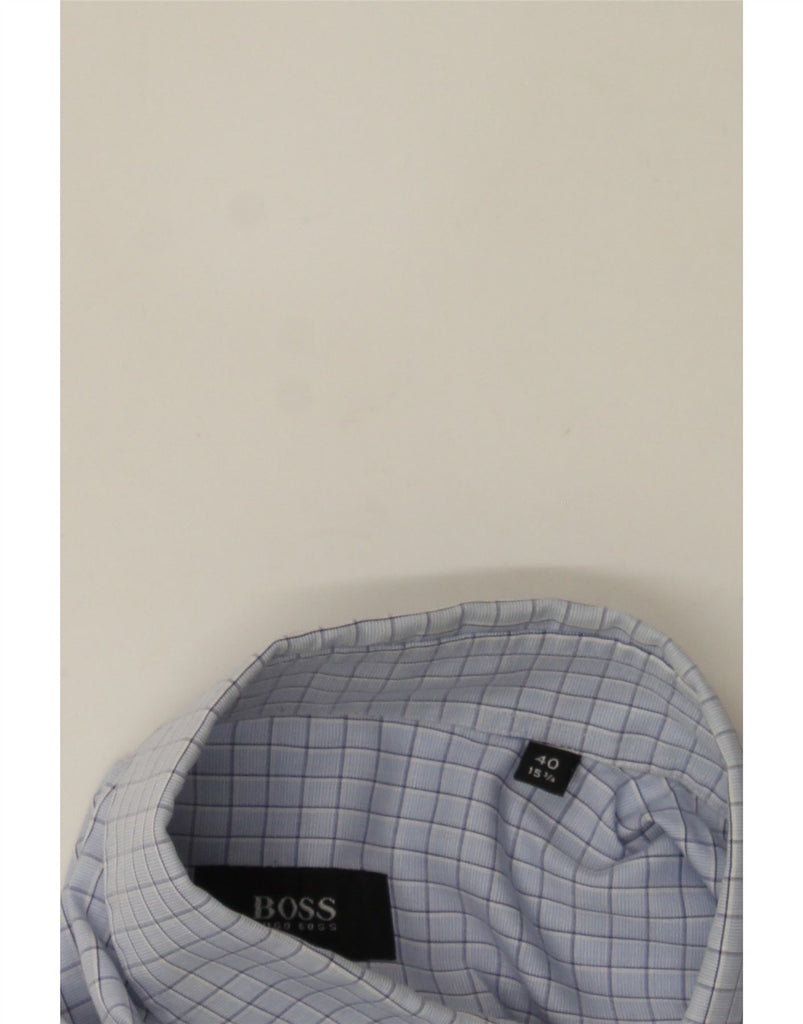 HUGO BOSS Mens Shirt Size 40 15 3/4 Medium Blue Check Cotton Vintage Hugo Boss and Second-Hand Hugo Boss from Messina Hembry 