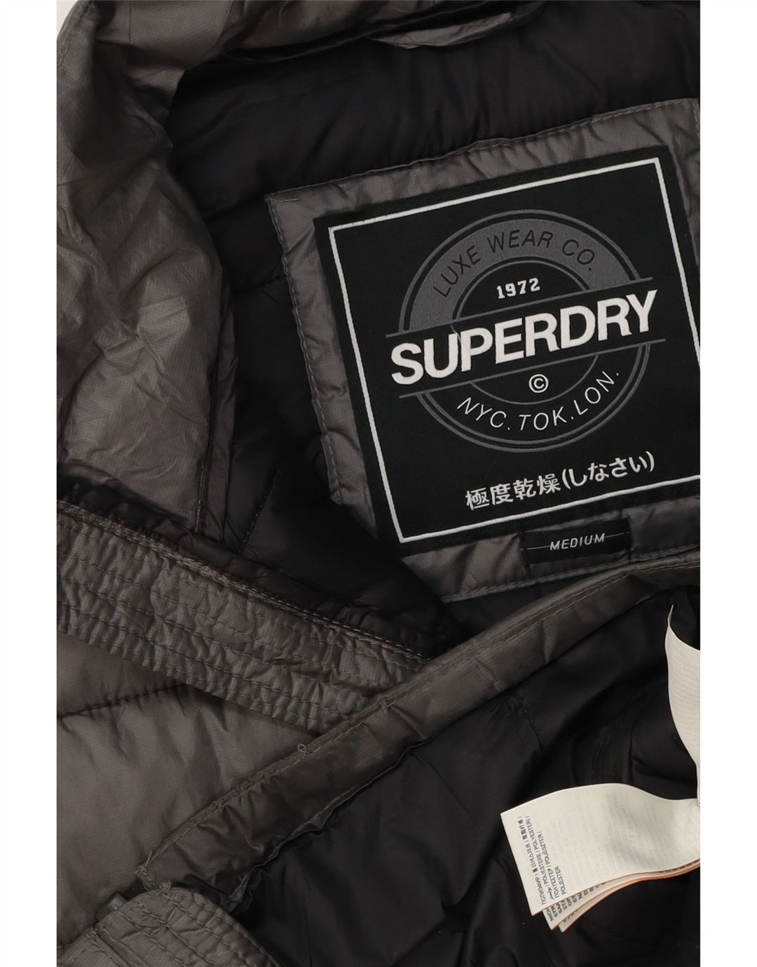 Superdry Womens Sleeveless Padded Gilet UK 14 Medium Grey Polyester