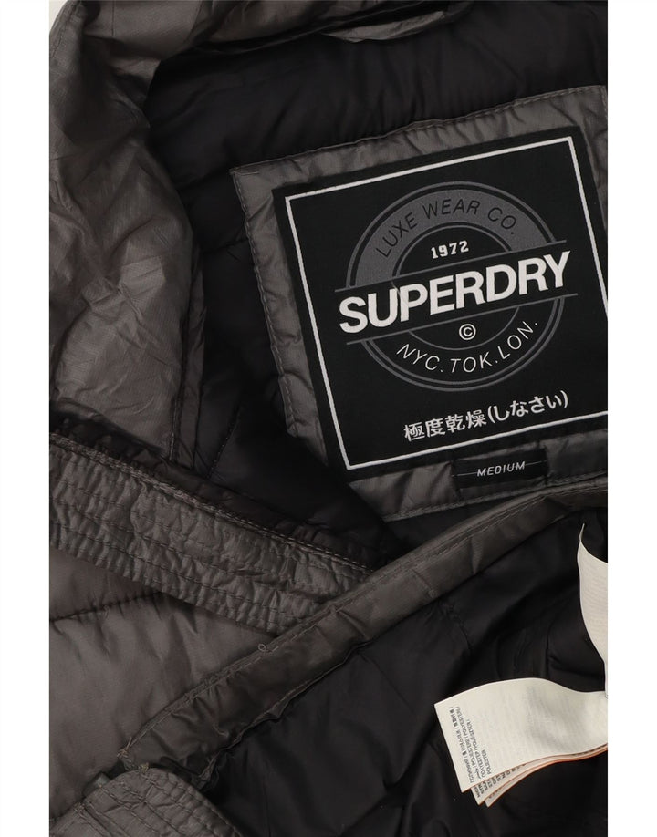 Superdry Womens Sleeveless Padded Gilet UK 14 Medium Grey Polyester