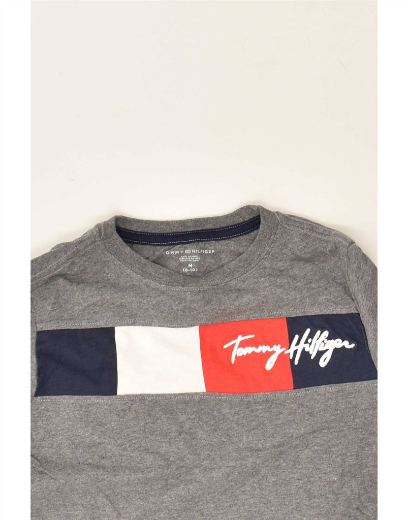 TOMMY HILFIGER Boys Graphic Top Long Sleeve 8-9 Years Medium Grey Cotton Vintage Tommy Hilfiger and Second-Hand Tommy Hilfiger from Messina Hembry 