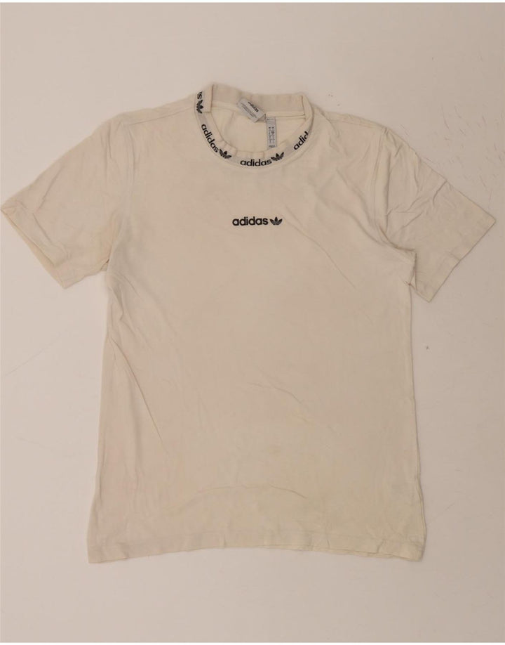 ADIDAS Mens Graphic T-Shirt Top Small Off White Cotton Vintage Adidas and Second-Hand Adidas from Messina Hembry 