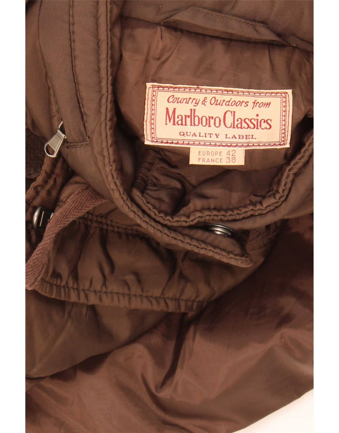 Marlboro Classics Womens Hooded Utility Jacket EU 42 Large Brown Nylon