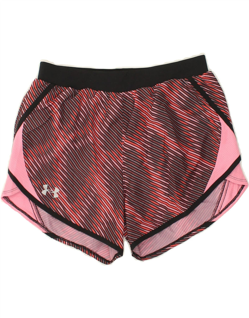 UNDER ARMOUR Womens Heat Gear Sport Shorts UK 6 XS Red Striped | Vintage Under Armour | Thrift | Second-Hand Under Armour | Used Clothing | Messina Hembry 