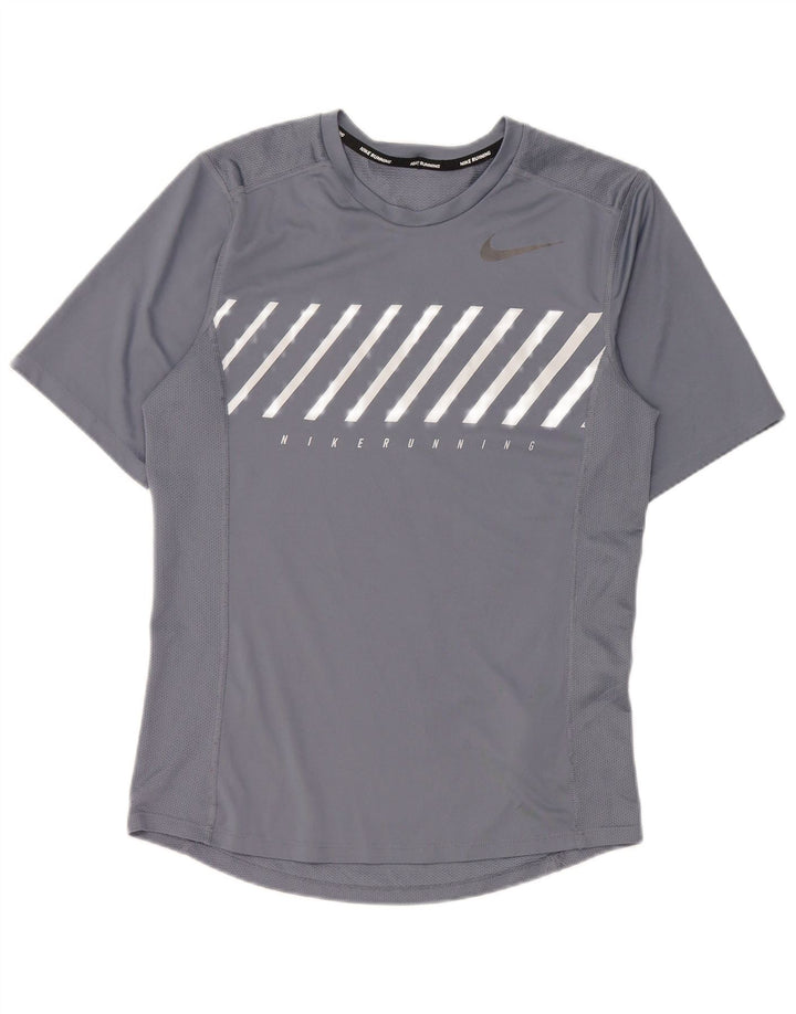 Nike Mens Running Graphic T-Shirt Top Small Grey Colourblock Polyester