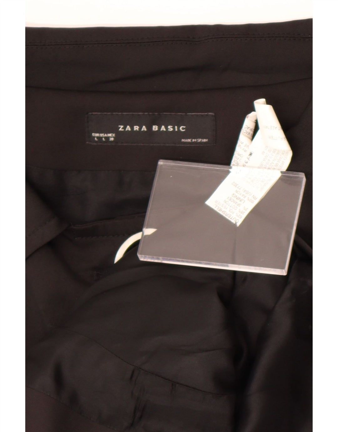 Zara Womens 3/4 Sleeve 3 Button Bolero Jacket UK 14 Large Black Cotton