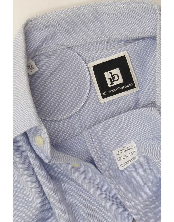 Roccobarocco Mens Shirt Size 39 15 1/2 Medium Blue Cotton