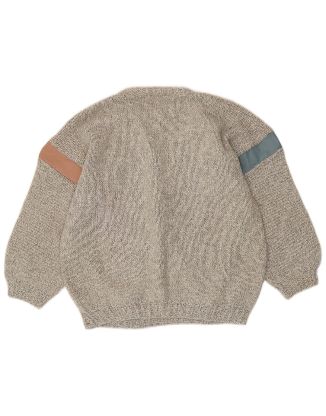 VINTAGE Womens Crew Neck Jumper Sweater UK 14 Large Grey Argyle/Diamond