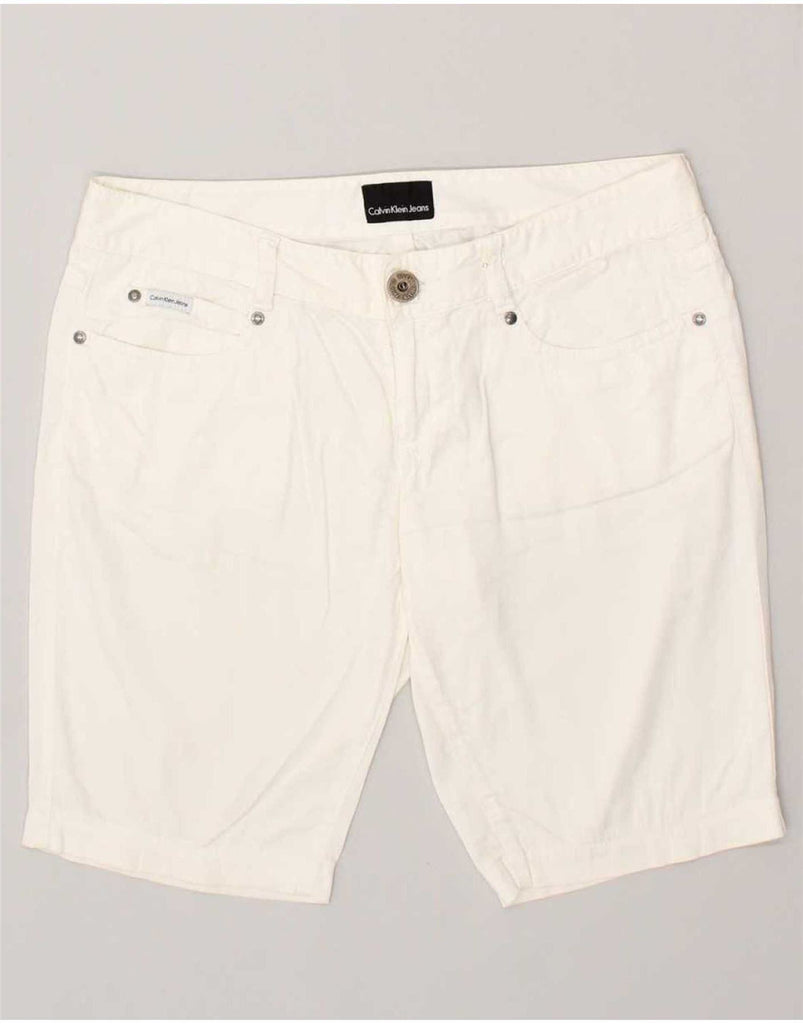 CALVIN KLEIN Womens Denim Shorts W31 Medium White Cotton Vintage Calvin Klein and Second-Hand Calvin Klein from Messina Hembry 